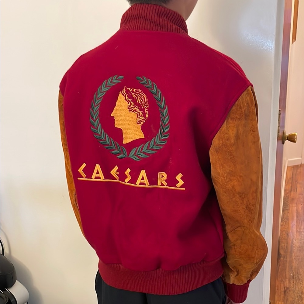 Red & Tan Varsity Jacket Sz M